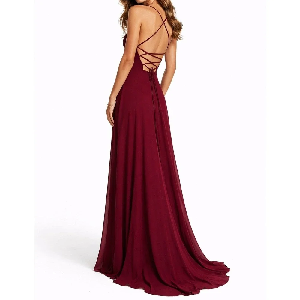 Lulus Burgundy Bridesmaid Maxi Dress Formal Wedding Guest Gown Size 2